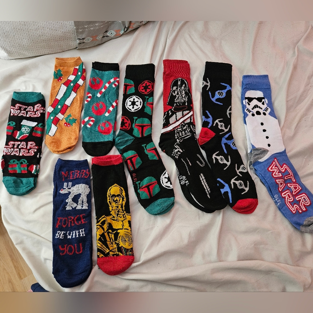 Christmas Star Wars Themed Men's Socks Set - Multicolor
